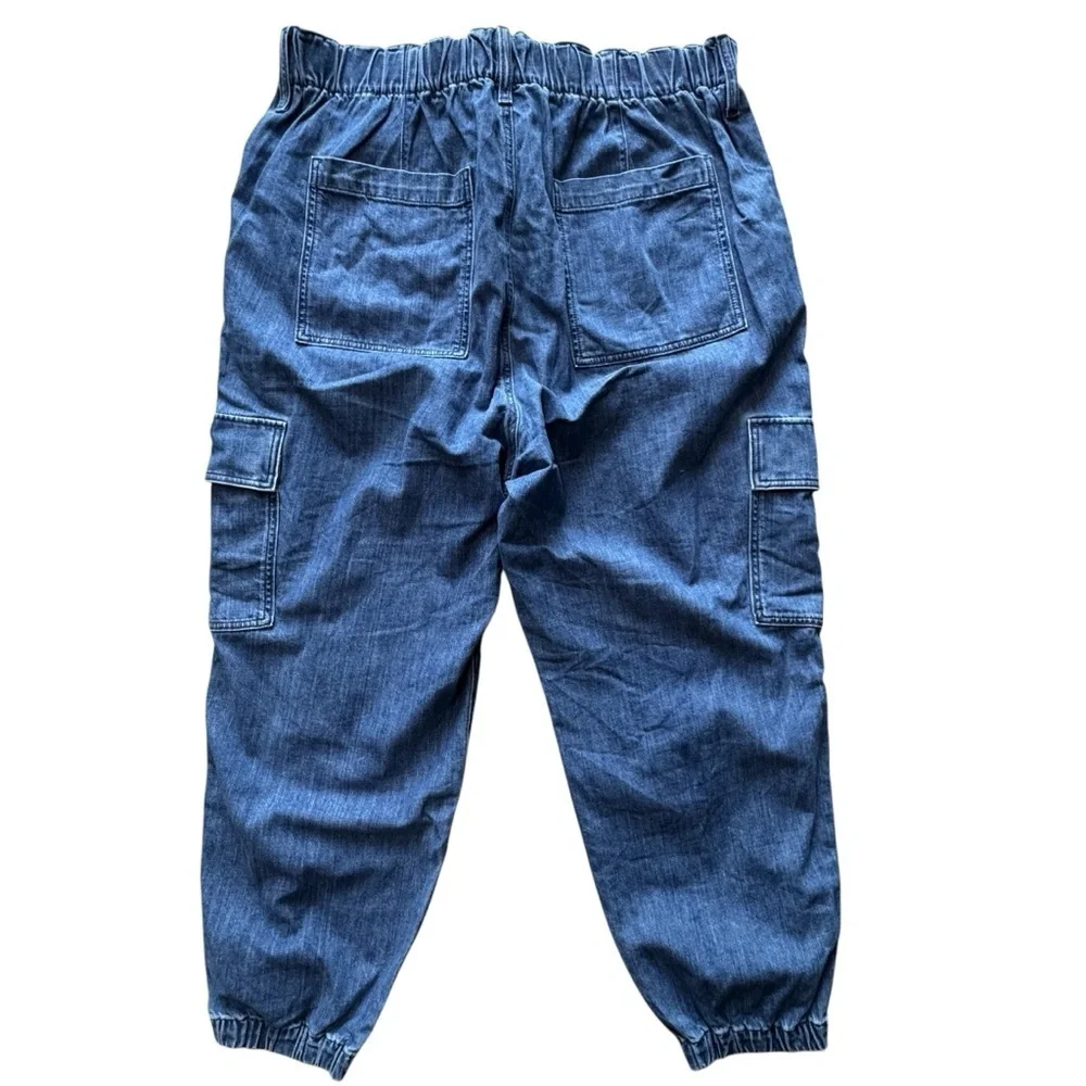 J.Crew Women’s Lightweight Drapey Cargo Jogger Jean Pants Size 35 Mid Wash Denim